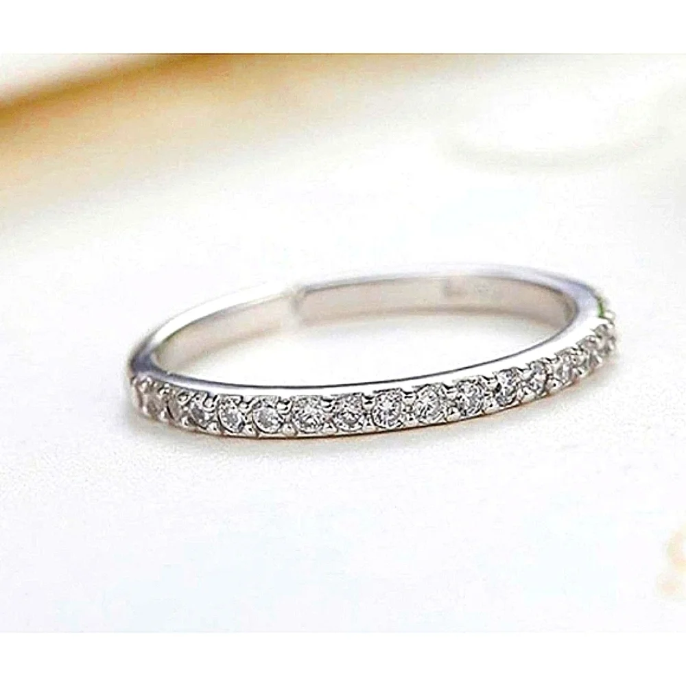 NEW Women's Simulated Diamonds 925 Sterling Silver Band Ring,‎ Adjustable